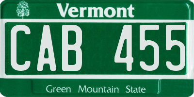 VT license plate CAB455