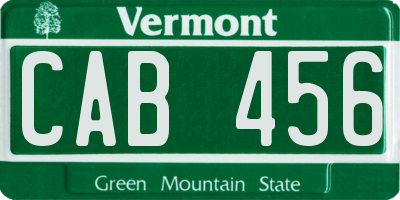 VT license plate CAB456