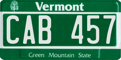 VT license plate CAB457