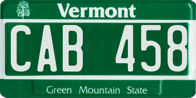 VT license plate CAB458