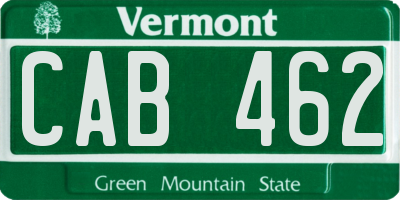 VT license plate CAB462