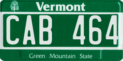 VT license plate CAB464