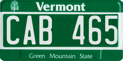 VT license plate CAB465