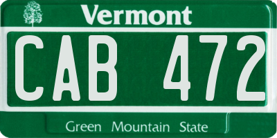 VT license plate CAB472