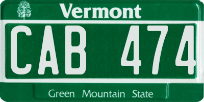 VT license plate CAB474