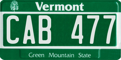 VT license plate CAB477