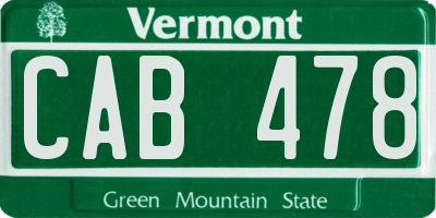 VT license plate CAB478