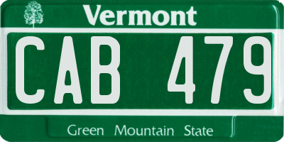 VT license plate CAB479