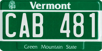 VT license plate CAB481
