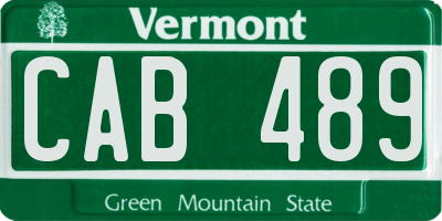 VT license plate CAB489