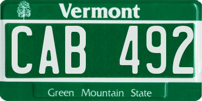 VT license plate CAB492
