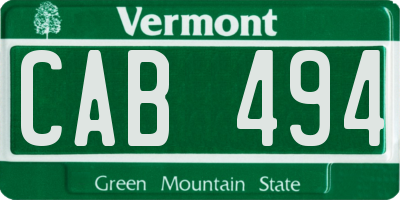 VT license plate CAB494