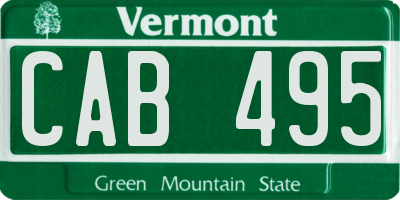 VT license plate CAB495