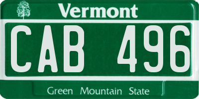 VT license plate CAB496