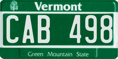 VT license plate CAB498