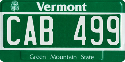 VT license plate CAB499