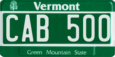 VT license plate CAB500