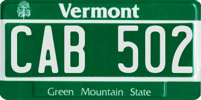 VT license plate CAB502