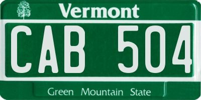 VT license plate CAB504