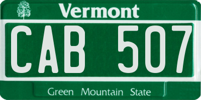 VT license plate CAB507