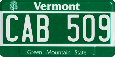 VT license plate CAB509