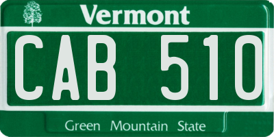 VT license plate CAB510