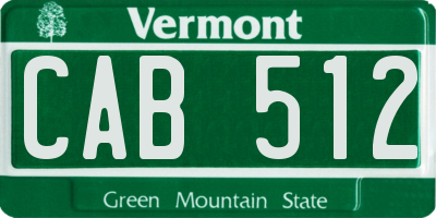 VT license plate CAB512