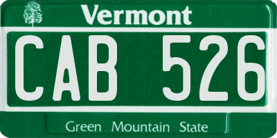 VT license plate CAB526