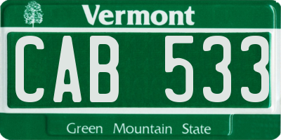 VT license plate CAB533