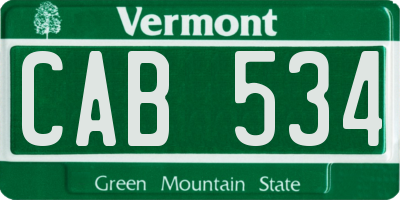 VT license plate CAB534