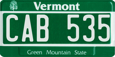 VT license plate CAB535