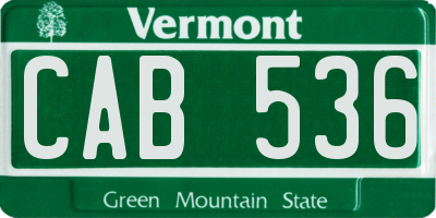 VT license plate CAB536