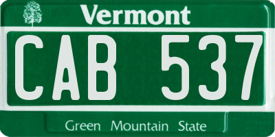 VT license plate CAB537