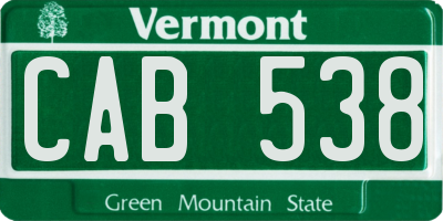 VT license plate CAB538