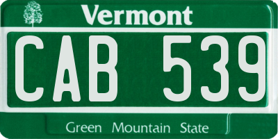 VT license plate CAB539