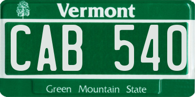 VT license plate CAB540