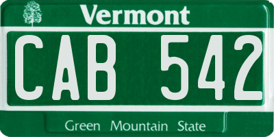 VT license plate CAB542