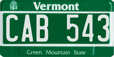 VT license plate CAB543