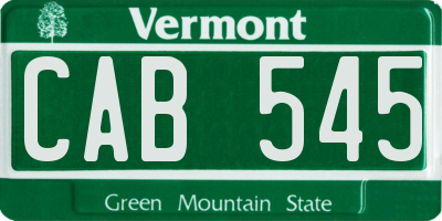 VT license plate CAB545