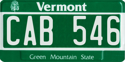VT license plate CAB546
