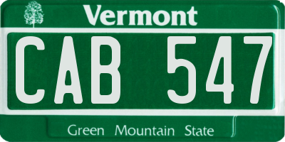 VT license plate CAB547