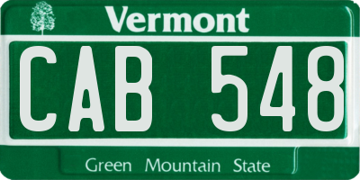 VT license plate CAB548