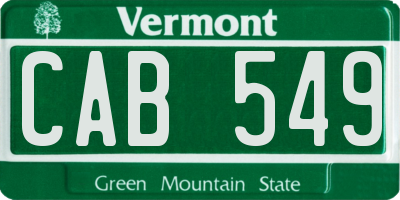 VT license plate CAB549