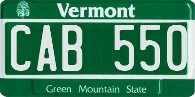 VT license plate CAB550