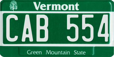 VT license plate CAB554