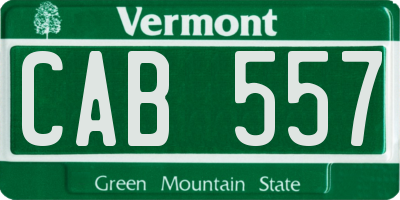 VT license plate CAB557