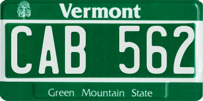 VT license plate CAB562