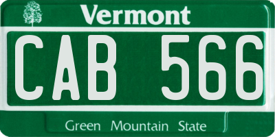 VT license plate CAB566