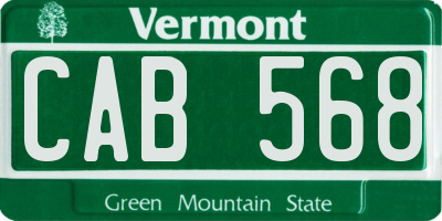 VT license plate CAB568
