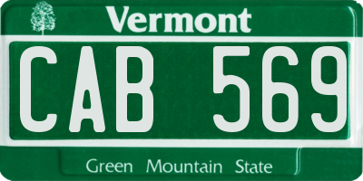 VT license plate CAB569